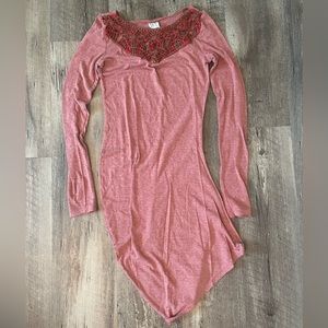 NWOT Free People Macrame Crochet Long Sleeve Body Con Dress